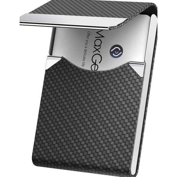 MaxGear Business Card Holder, PU Leather & Stainless Steel Business Card Case - Picture 1 of 9